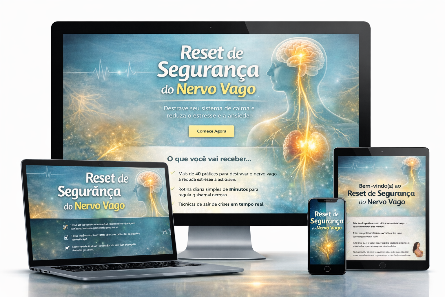Mockup do Reset de Segurança do Nervo Vago em diferentes dispositivos