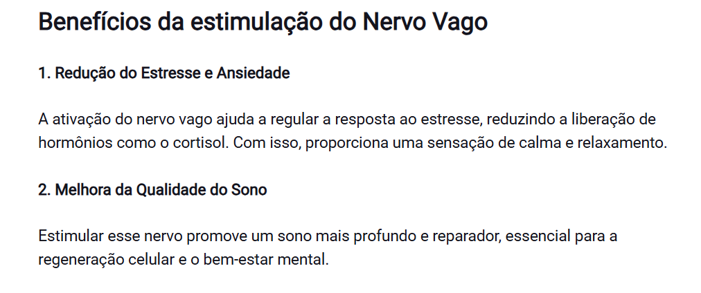Print com benefícios da estimulação do nervo vago, incluindo redução do estresse, ansiedade e melhora do sono