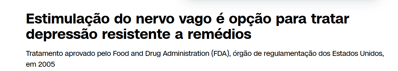 Print de artigo sobre estimulação do nervo vago como opção aprovada para depressão resistente a remédios